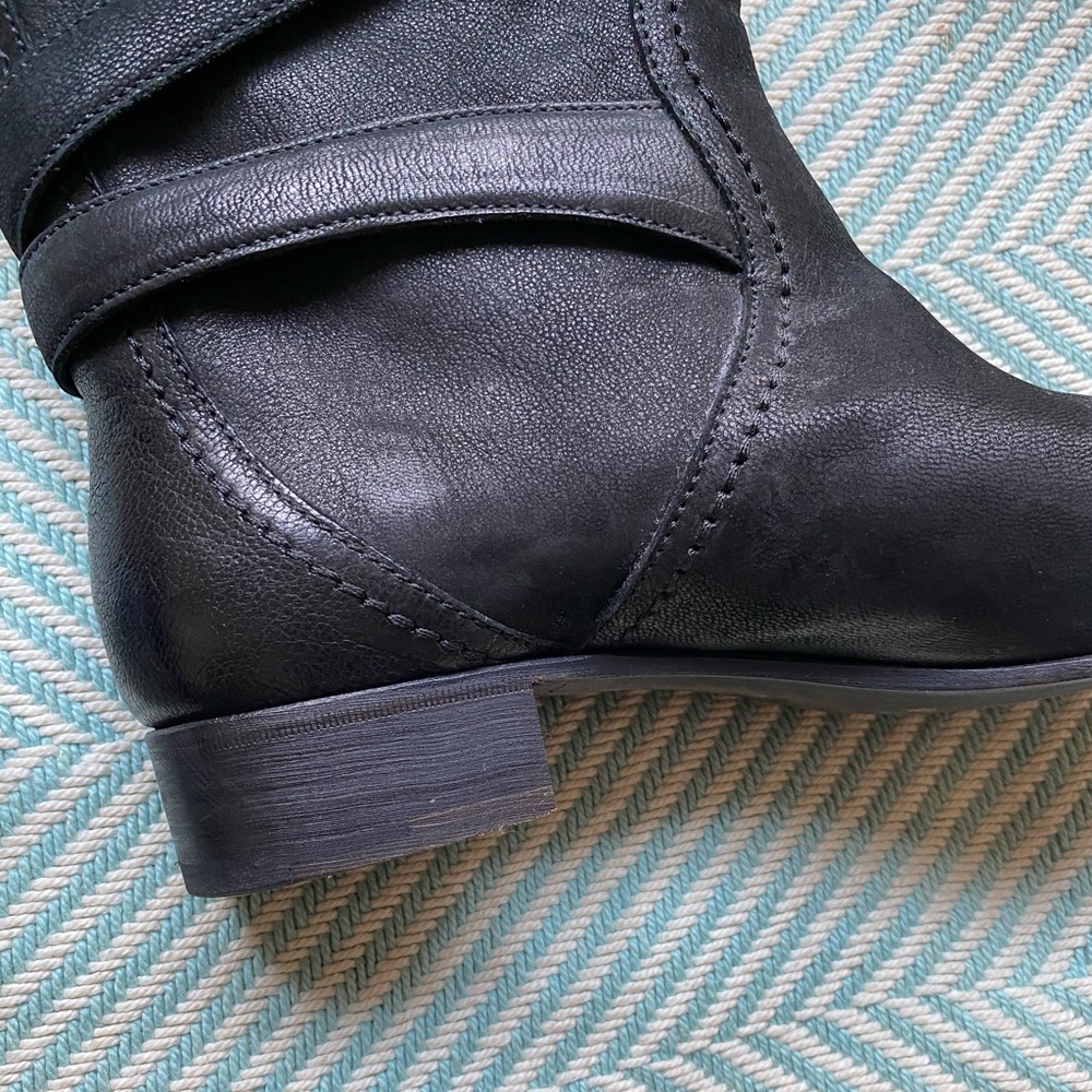 PRADA Black Leather Moto Style Ankle Boots - Picture 10 of 16